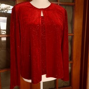 R&K Red Velvet Evening Jacket and Matching Tank